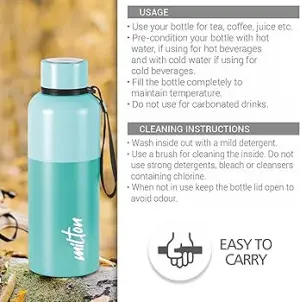 Ancy 500 Thermosteel Water Bottle, ISI Certified, 24 Hr Hot and Cold 500 ml Steel Flask (Pack of 1, Blue)