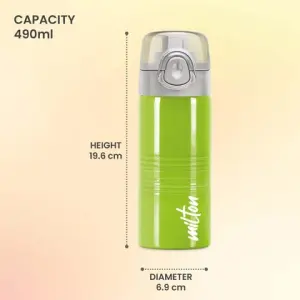 VOGUE Stainless Steel Parrot Green Colour Water Bottle 500 ml