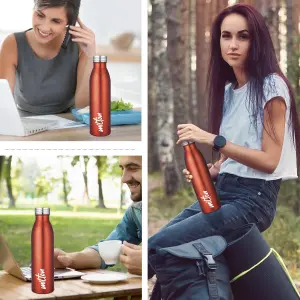 Breeze Stainless Steel Orange Colour Water Bottle (1000ml) 