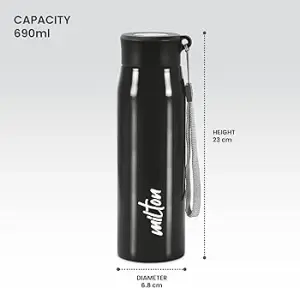 Handy Stainless Steel Sipper Black Colour Water Bottle (650 ML) 