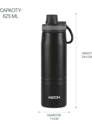 Sparkle 900 Thermosteel Water Bottle with Easy Sip Cap and Handle, 920 ml, Vacuum Insulated Stainless Steel, Hot and Cold, On The Go Bottle for Office College, Black