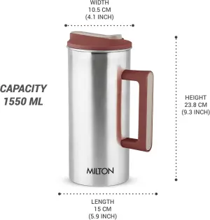 Milton Citrine Stainless Steel 1600 Water Jug Red 