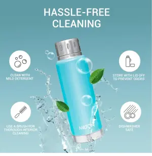  Elfin 300 Thermosteel Water Bottle 300 ml, 24 Hr Hot and Cold I Leak Proof Lid, ISI Certified I  Light Blue