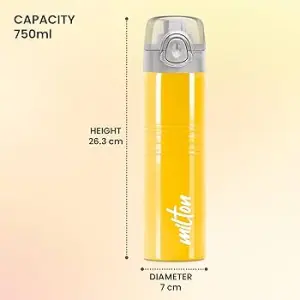 VOGUE Stainless Steel Yellow Colour Water Bottle 750 ml