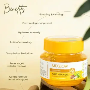 MEGLOW 100g Aloevera Gel (Kesar and Chandan 