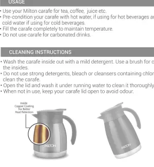 Milton Bistro 600 Thermosteel Carafe, 495 ml, Brown