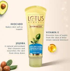 Lotus Herbals Jojobawash Active Milli Capsules Nourishing Face Wash.(80g)