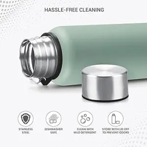 BRIM Stainless Steel Light Green Colour Water Bottle (1000ml) 