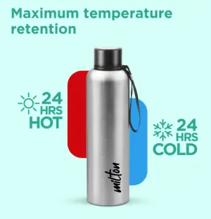 Aura 1000 Thermosteel Water Bottle, ISI Certified, 24 Hr Hot and Cold 1000ml Steel Flask (Pack of 1, Silver)