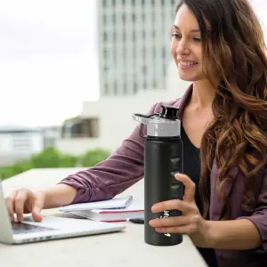 GRIPPER Stainless Steel Water Bottle, 750ml, Black