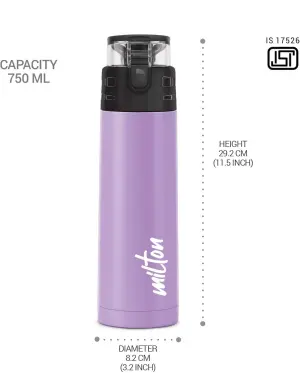 Milton Atlantis 900 thermosteel Water Bottle 750 ml, 24 Hr Hot and Cold I Leak Proof Lid, ISI Certified I Vacuum Insulated I for Office, Gym, School I Purple