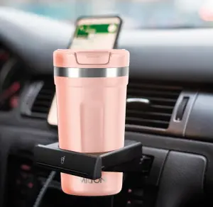 Corral 350 Thermosteel Vacuum Insulated Travel Mug, 290ml, Peach, Prolonged Hours Hot & Cold, Spill Proof & Easy to Sip, Leakproof & Rustproof, On The Go Coffee Cup