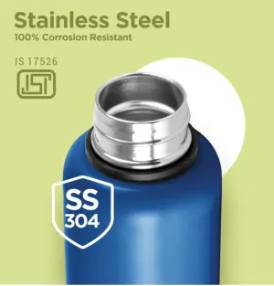 Aura 750 Thermosteel Water Bottle, ISI Certified, 24 Hr Hot and Cold 750ml Steel Flask (Pack of 1, Blue)