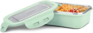 cool touch rectangular stainless steel container, 800 ml, aqua green 