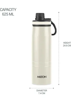 Milton Sparkle 900 Thermosteel Water Bottle with Easy Sip Cap and Handle, 920 ml, Vacuum Insulated Stainless Steel, Hot and Cold, On The Go Bottle for Office College, Ivory