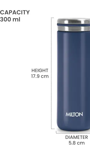 Shiny 300 Thermosteel Water Bottle 300 ml, 24 Hr Hot and Cold I Leak Proof Lid, ISI Certified I Vacuum Insulated I for Office, Gym, School I Blue