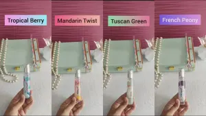 Mandrin twist, French peony, Tropical berry, Tuscan green, (Pack of 4) 25ml