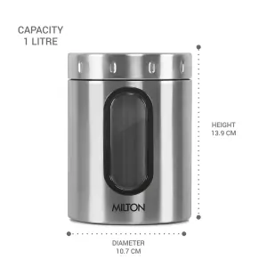 Steel Crispy 1000 Storage Jar, 1 Litre, Silver