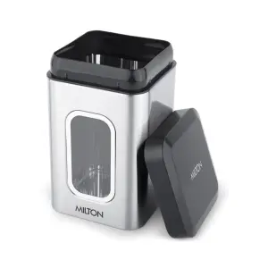 Steel Clear Square Storage Jar, 1500 ml