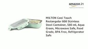cool touch rectangular stainless steel container, 600 ml, aqua green 