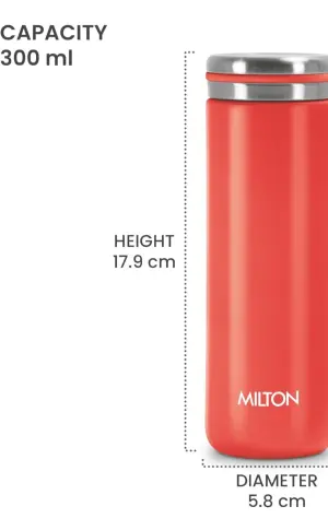 Shiny 300 Thermosteel Water Bottle 300 ml, 24 Hr Hot and Cold I Leak Proof Lid, ISI Certified I Vacuum Insulated I for Office, Gym, School I Red