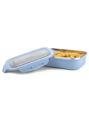 cool touch rectangular stainless steel container, 400 ml, blue