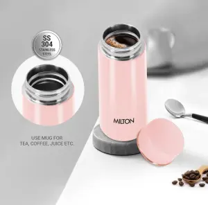 Starlit 270 Thermosteel Compact ISI Certified Water Bottle, Vacuum Insulated Hot and Cold I SS304 Stainless Steel, Leak Proof I 260 ml, Pink