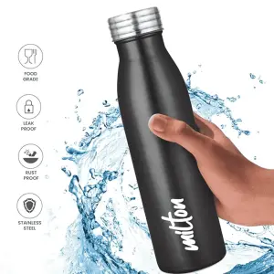 Breeze Stainless Steel Black Colour Water Bottle (750ml) 