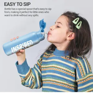Milton Sportive 600 Thermosteel Vacuum Insulated Water Bottle, 580 ml, Hot & Cold, Spill & Leakproof Water Bottle for Kids, School, Travel Bottle, Sky Blue with Barbie Print