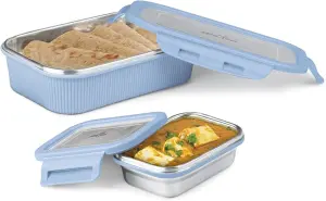 Cool Touch Epic Stainless Steel Tiffin, 800 ml Set of 2  Blue