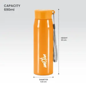 Handy Stainless Steel Sipper Orange Colour Water Bottle (650 ML) 
