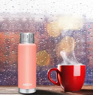 Elfin 300 Thermosteel Water Bottle 300 ml, 24 Hr Hot and Cold I Leak Proof Lid, ISI Certified I Peach
