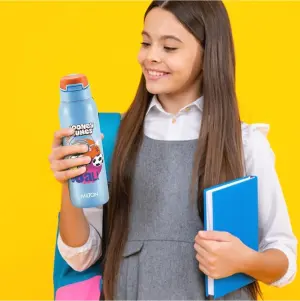 MILTON Sportive 600 Thermosteel Vacuum Insulated Water Bottle, 580 ml, Hot & Cold, Spill & Leakproof Water Bottle for Kids, School, Travel Bottle, Sky Blue with Looney Tunes print