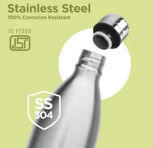 Milton Duo DLX 1800 Thermosteel Water Bottle 1700 ml, 24 Hr Hot and Cold I Leak Proof Lid, ISI Certified I Vacuum Insulated I for Office, Gym, School I Silver