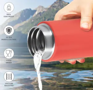 Shiny 200 Thermosteel Water Bottle 200 ml, 24 Hr Hot and Cold I Leak Proof Lid, ISI Certified I Vacuum Insulated I for Office, Gym, School I Red