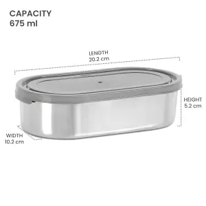 steel slider stainless steel container, 650ml, Gray tiffin
