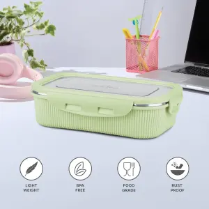 Cool Touch Rectangular Stainless Steel Container, 400 ml, Green 