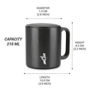 Auriga Double Walled Stainless Steel Mug 250 ml, Black 