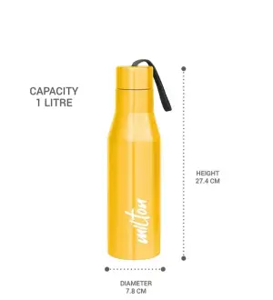 Super Stainless Steel Water Bottle Yellow Colour (1000 ml) 
