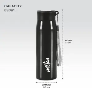 Handy Stainless Steel Sipper Black Colour Water Bottle (650 ML) 