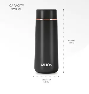 Starlit 320 Thermosteel Compact ISI Certified Water Bottle, Vacuum Insulated Hot and Cold I SS304 Stainless Steel, Leak Proof I 310 ml, Black
