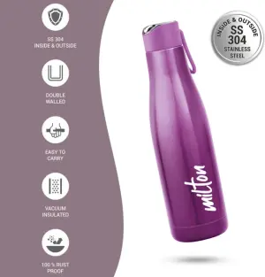 Fame 1000 Thermosteel Water Bottle, ISI Certified, 24 Hr Hot and Cold 880 ml Steel Flask (Pack of 1, Purple)