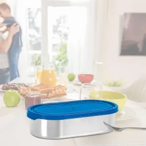Steel Slider Stainless Steel Container, 650ml, Blue Tiffin