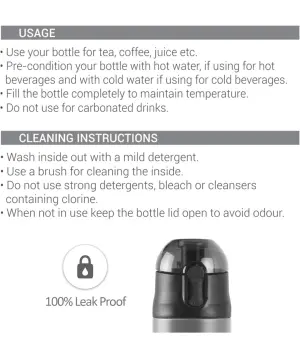 Milton New Crown 900 Thermosteel Water Bottle 750 ml with One Touch Safety Lock, 24 Hours Hot and Cold, Leak Proof Lid, ISI Certified I Vacuum Insulated I for Office, Gym, School I Black