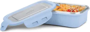 cool touch rectangular stainless steel container, 400 ml, blue