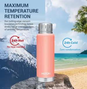 Elfin 300 Thermosteel Water Bottle 300 ml, 24 Hr Hot and Cold I Leak Proof Lid, ISI Certified I Peach