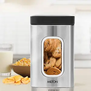 Steel Clear Square Storage Jar, 1500 ml