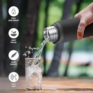 BRIM Stainless Steel Black Colour Water Bottle (600ml) 