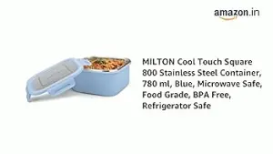 Milton Cool Touch Square 800 Microwave Safe Stainless Steel Container Blue