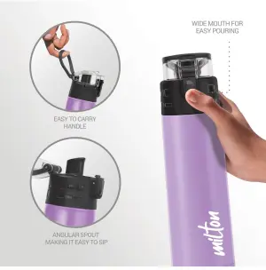 Milton Atlantis 400 Thermosteel Water Bottle 350 ml, 24 Hr Hot and Cold I Leak Proof Lid, ISI Certified I Vacuum Insulated I for Office, Gym, School I Purple